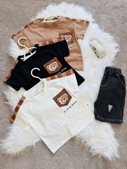 Fashion Brand Design Children T-shirt And Shorts Summer Clothing Bear Short-sleeved Top Kids Boys Clothes Crewneck Pullover T Shirts and Shorts