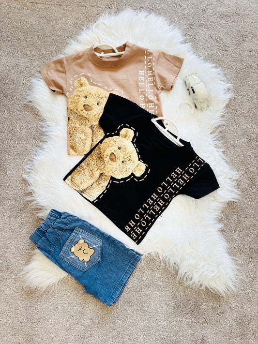 Boys Outfit Set Fashion Sweatshirt Tops + Shorts Spring Cartoon Bear Kids Clothes Suit